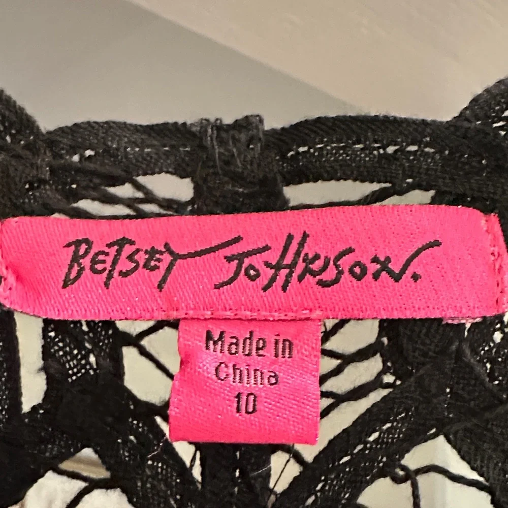 Betsey Johnson Black Lace Decorative Top Layer Coat - Picture 2 of 9